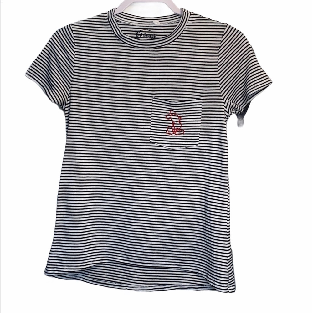 Disney Mickey Mouse T-shirt striped shirt sleeve embroidered pocket size XSmall